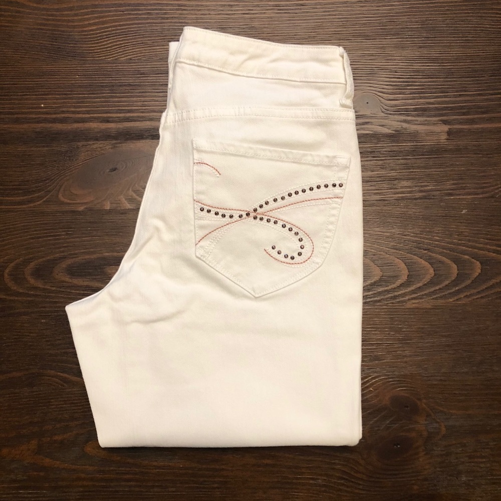 Cache Cropped White Jeans